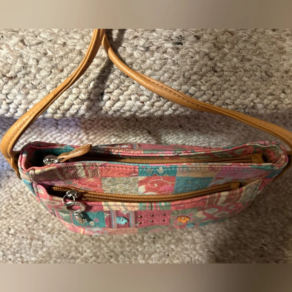 Vintage Fossil Genuine Leather Colorful Patchwork Crossbody Bag - Picture 14 of 16